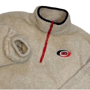 NHL Carolina Hurricanes Girl's Large 14 Sherpa Faux Fur 1/4 Zip Sweatshirt Red